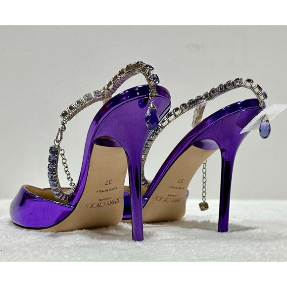Jimmy Choo Women Saeda 100 Pumps in Viola leather - Picture 3 of 8